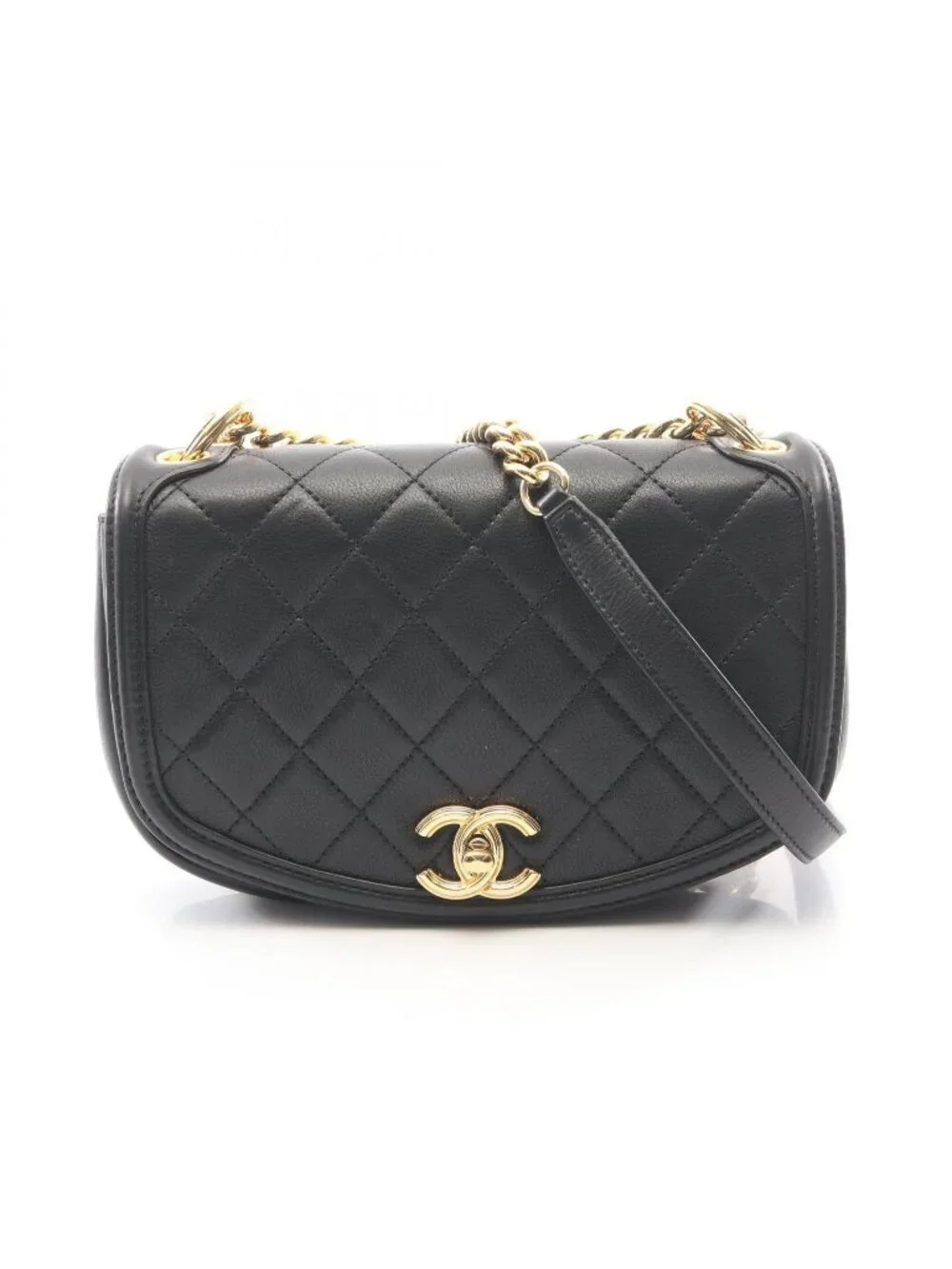 Chanel Shoulder Bag Quilted Black Lambskin Small Chain